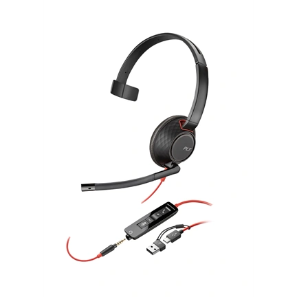 Poly Blackwire 5210 Monaural USB-C Headset +3.5mm Plug +USB-C/A Adapter (207577-201)