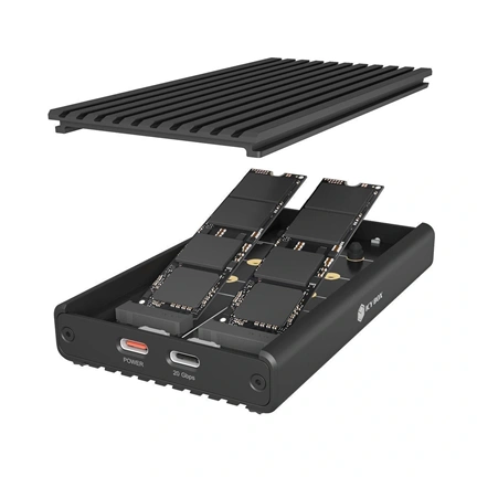 Raidsonic Icy Box IB-2817M-C32 M.2 NVMe ház két SSD-hez, USB Type-C 20Gb/s