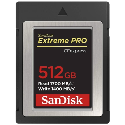 SANDISK CFEXPRESS EXTREME PRO  KARTYA 512GB, Type B,  1700MB/s, 1400MB/s, (186487)