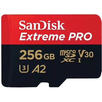 SANDISK Extreme Pro microSDXC 200/140MB/s A2 C10 V30 UHS-I U3 256GB + adapter