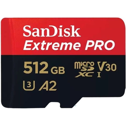 SANDISK Extreme Pro microSDXC 200/140MB/s A2 C10 V30 UHS-I U3 512GB + adapter