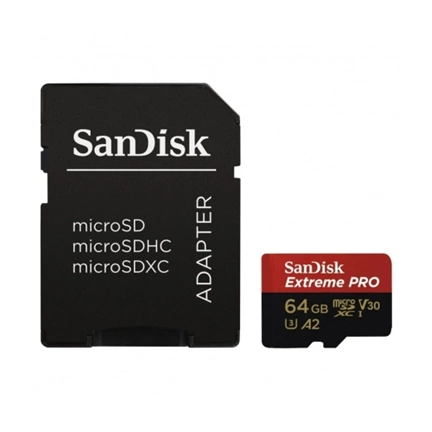 SANDISK Extreme Pro microSDXC 200/90MB/s A2 C10 V30 UHS-I U3 64GB + adapter