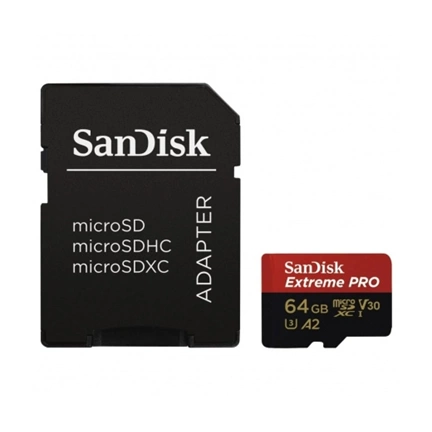 SANDISK Extreme Pro microSDXC 200/90MB/s A2 C10 V30 UHS-I U3 64GB + adapter (214503) SANDISK Extreme Pro microSDXC 200/90MB/s A2 C10 V30 UHS-I U3 64GB + adapter (214503)