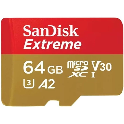 SANDISK Extreme microSDXC 170/80MB/s A2 C10 V30 UHS-I U3 64GB