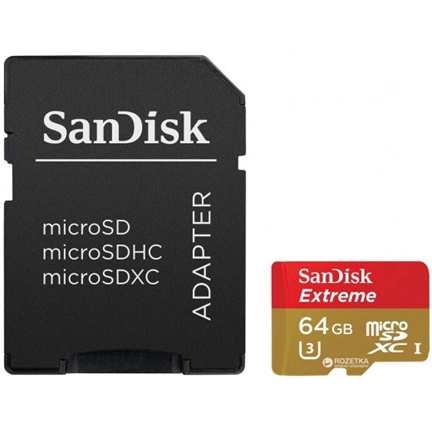 SANDISK Extreme microSDXC 170/80MB/s A2 C10 V30 UHS-I U3 64GB + adapter