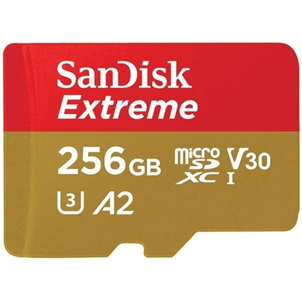 SANDISK Extreme microSDXC 190/130MB/s A2 C10 V30 UHS-I U3 256GB + adapter