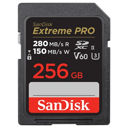 SANDISK SDXC EXTREME PRO KÁRTYA 256GB, 280/150 MB/s, UHS-II, V60,C10 256 GB (215493)