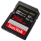 SANDISK SDXC EXTREME PRO KÁRTYA 256GB, 280/150 MB/s, UHS-II, V60,C10 256 GB (215493)