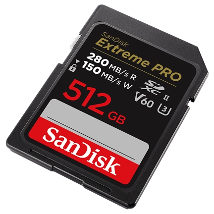 SANDISK SDXC EXTREME PRO KÁRTYA 512GB, 280/100 MB/s, UHS-II, V60,C10 512 GB (215494)