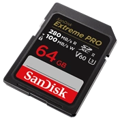 SANDISK SDXC EXTREME PRO KÁRTYA 64GB, 280/100 MB/s, UHS-II, V60,C10 (215491)