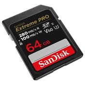 SANDISK SDXC EXTREME PRO KÁRTYA 64GB, 280/100 MB/s, UHS-II, V60,C10 (215491)
