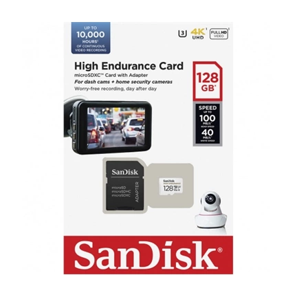 SANDISK microSDXC High Endurance 128GB 100MB/s C10 U3 V30 UHS-I +Adapt.