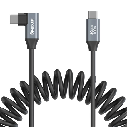 SMALLRIG 4792 USB-C STRAIGHT TO USB-C ANGLED COILED DATA CABLE