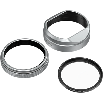 SMALLRIG 5851 UV FILTER WITH LENS HOOD KIT FOR FUJIFILM X100VI / X100V (SILVER)