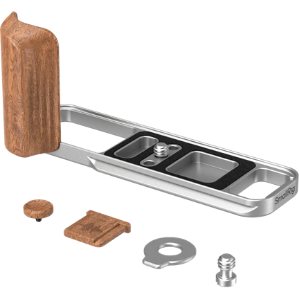 SMALLRIG 5984 L-SHAPED MOUNT PLATE WITH WOODEN HANDLE FOR FUJIFILM X-E5 (ROSEWOOD, SILVER)