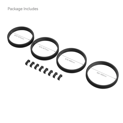 SMALLRIG 72-74mm / 75-77mm / 78-80mm / 81-83mm Seamless Focus Gear Ring Kit 4187
