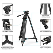 SMALLRIG Heavy-Duty Fluid Head Tripod AD-01 3751