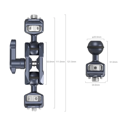 SMALLRIG Magic Arm with Dual Ball Heads (1/4”-20 Screws and ARRI locating Screw)