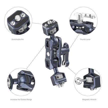 SMALLRIG Magic Arm with Dual Ball Heads (1/4”-20 Screws and ARRI locating Screw)