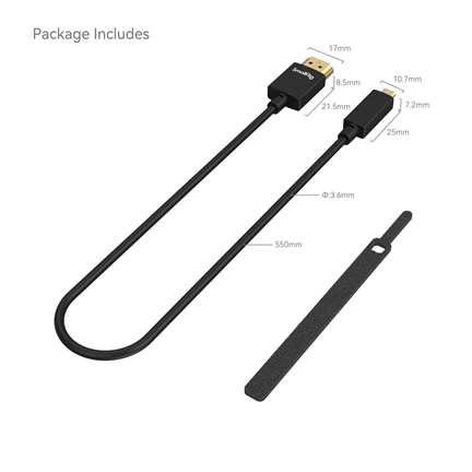 SMALLRIG Ultra Slim 4K HDMI Cable (D to A) 55cm 3043