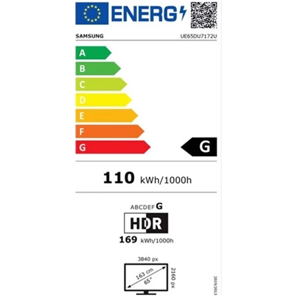 Samsung 65" DU7172 televízió Crystal UHD 4K Smart TV (2024)