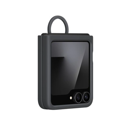 Samsung Galaxy Z Flip7 FE, Z Flip6 szilikontok gyűrűvel, fekete