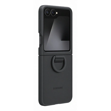 Samsung Galaxy Z Flip7 FE, Z Flip6 szilikontok gyűrűvel, fekete