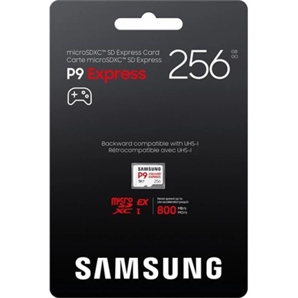 Samsung P9 microSD Express memóriakártya -  UHS-I, U3, V30, A1, R800MB/s, 256GB