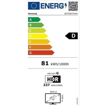 Samsung QE75QN70HAUXXH Neo QLED 4K UHD Smart TV, 190 cm