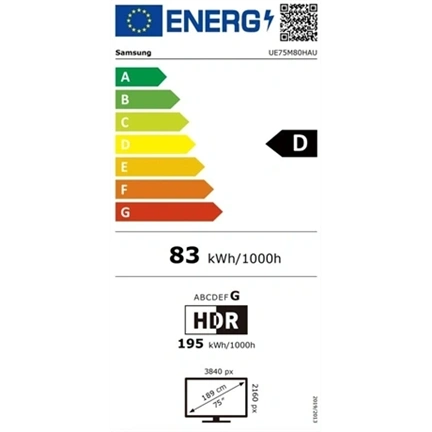 Samsung UE75M80HAUXXH Mini LED 4K UHD Smart TV, 190 cm