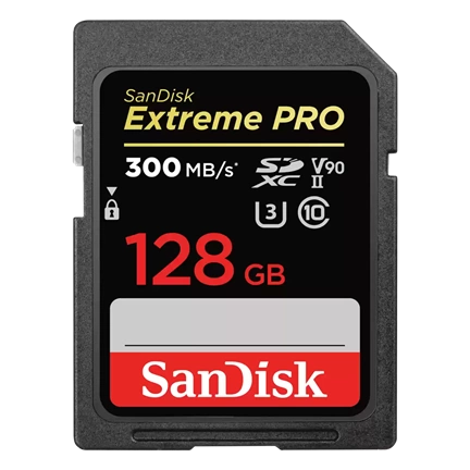 SanDisk Extreme Pro SDXC™ memóriakártya 300 MB/s olvasás UHS-II, U3, V90 128 GB (121506) SanDisk Extreme Pro SDXC™ memóriakártya 300 MB/s olvasás UHS-II, U3, V90 128 GB (121506)