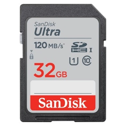 SanDisk Ultra memóriakártya SDHC, UHS-I, 120MB/s, 32GB (186496)