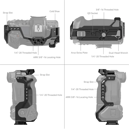 SmallRig Camera Cage for EOS R5/R6 with BG-R10 Battery Grip 3464B