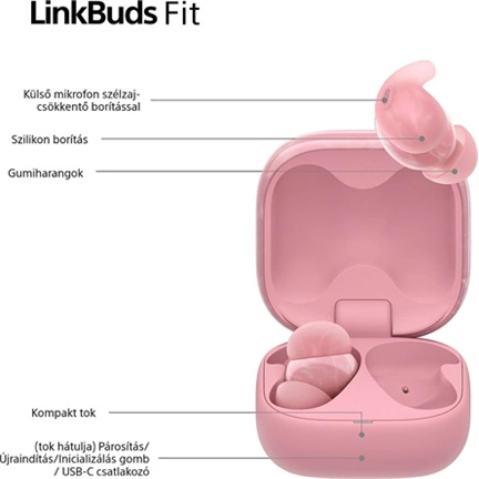 Sony WF-LS910 LinkBuds Fit fülhallgató - Bluetooth, IPX4, rózsaszín