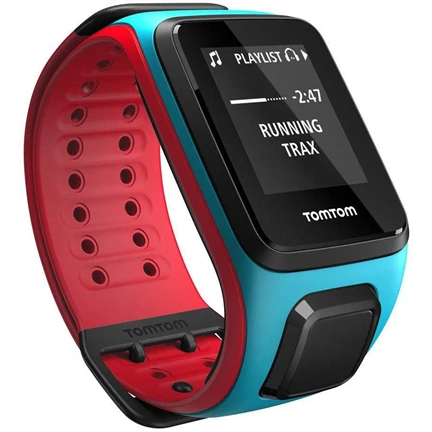 TomTom Runner 2 Cardio + Music okosóra, világoskék/piros, L (143-206mm) méret (szíjcserés!)