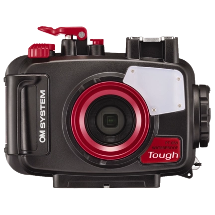 OM System TG-7 digitális kompakt gép búvártokkal (piros)