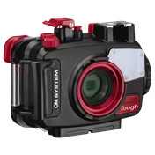 OM System TG-7 digitális kompakt gép búvártokkal (piros)