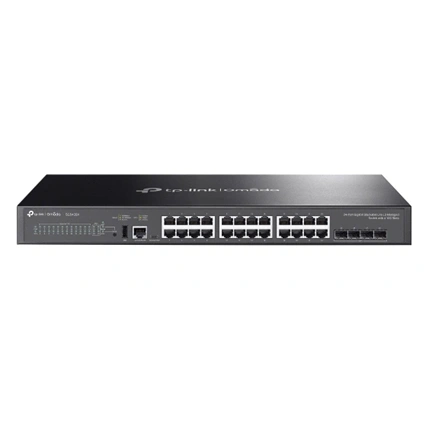 TP-LINK Switch 24x1000Mbps + 4x10Gbps SFP + 1xkonzol port, Menedzselhető, SG5428X