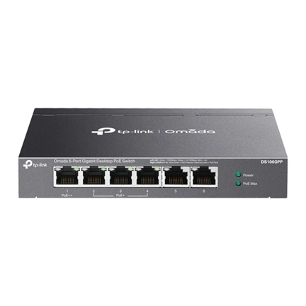 TP-Link DS106GPP Omada 6-Port Gigabit Unmanaged Desktop Switch with 3-Port PoE+ and 1-Port PoE++ TP-Link DS106GPP Omada 6-Port Gigabit Unmanaged Desktop Switch with 3-Port PoE+ and 1-Port PoE++