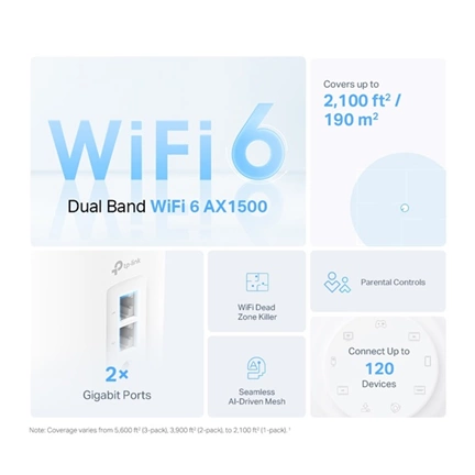 TP-Link Deco X10 Wi-Fi 6 router - AX1500, kétsávos, teljes otthoni Mesh rendszer (2db)
