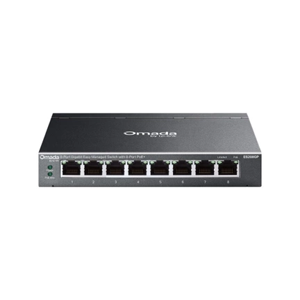 TP-Link ES208GP - Omada 8 portos Gigabites, könnyen menedzselhető switch 8 porton PoE+-szal