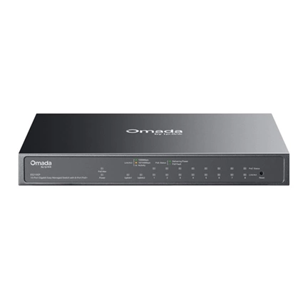 TP-Link ES210GP - Omada 10 portos Gigabites, könnyen menedzselhető switch 8 porton PoE+-szal