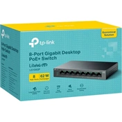 TP-Link LS108GP switch - 8 portos, Gigabit, asztali, 8 portos PoE+