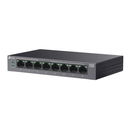 TP-Link LS108GP switch - 8 portos, Gigabit, asztali, 8 portos PoE+