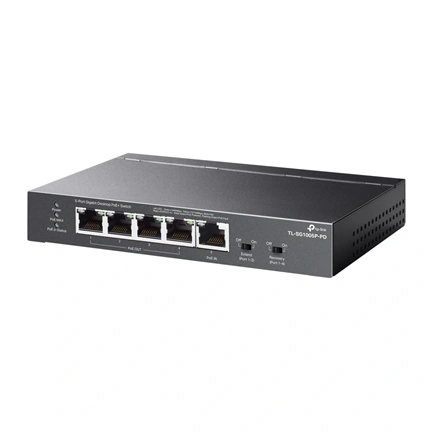 TP-Link TL-SG1005P-PD switch 5 port, 1GbE, asztali, 1 porton PoE++, 4 porton PoE+Out
