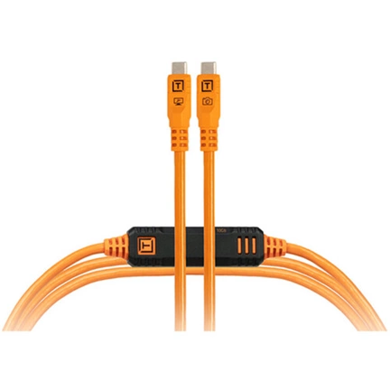 TetherPro Optima 10G USB-C, 10 (3m), Straight to Straight, High-Visibility Orange (with inline TetherBoost)
