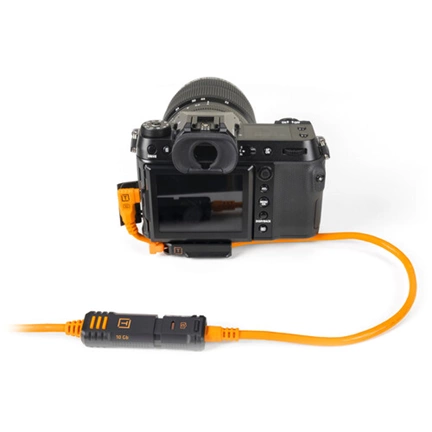 TetherPro Optima 10G USB-C, 20 (51cm), Straight to Right Angle Adapter “Pigtail” Cable, High Visibility Orange