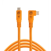TetherPro Optima 10G USB-C, 3m, Straight to Right (narancs)