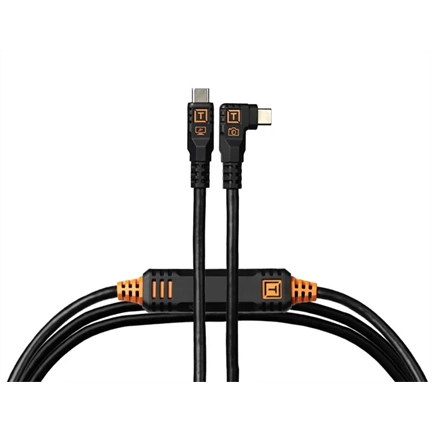 TetherPro Optima 10G USB-C, 4.6m, Straight to Right, (fekete)