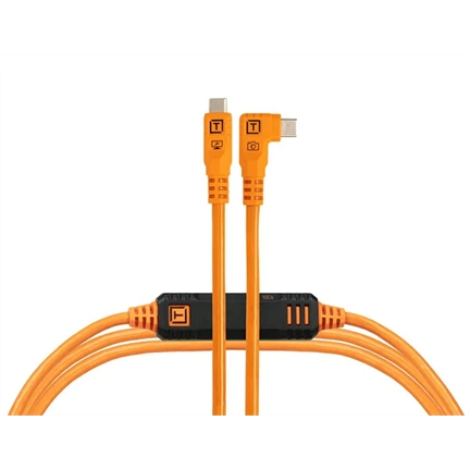 TetherPro Optima 10G USB-C, 4.6m, Straight to Right (narancs)